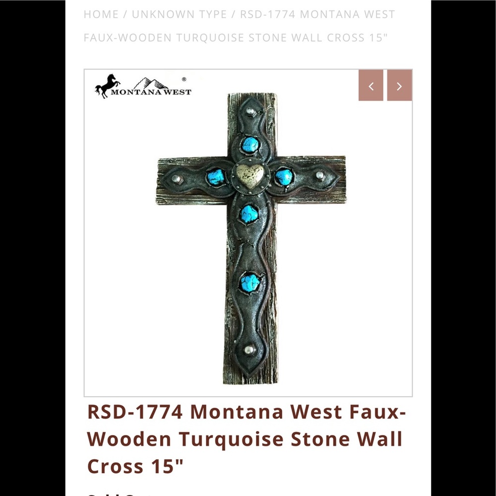 MONTANA WEST USA FAUX WOODEN RESIN TURQUOISE CROSS